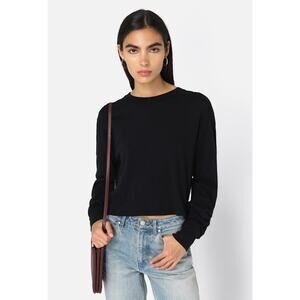 John Elliott Jersey Long Sleeve Cropped Tee Black - XS